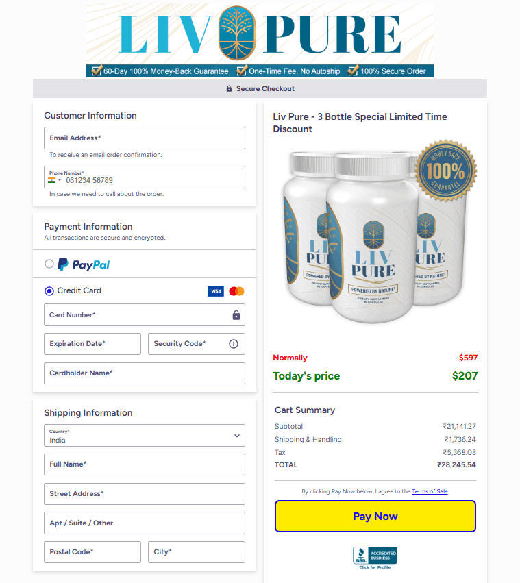 Secure 256-bit encrypted checkout for LeanBiome orders checkout page secure order form